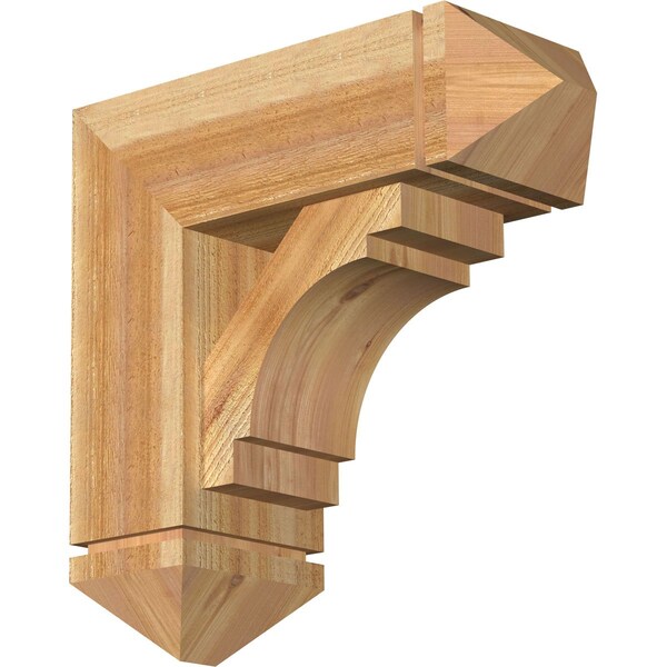 Ekena Millwork Merced Arts and Crafts Rough Sawn Bracket w/ Offset Brace, Western Red Cedar, 8"W x 22"D x 22"H BKT0806X22X22MRC03RWR - main